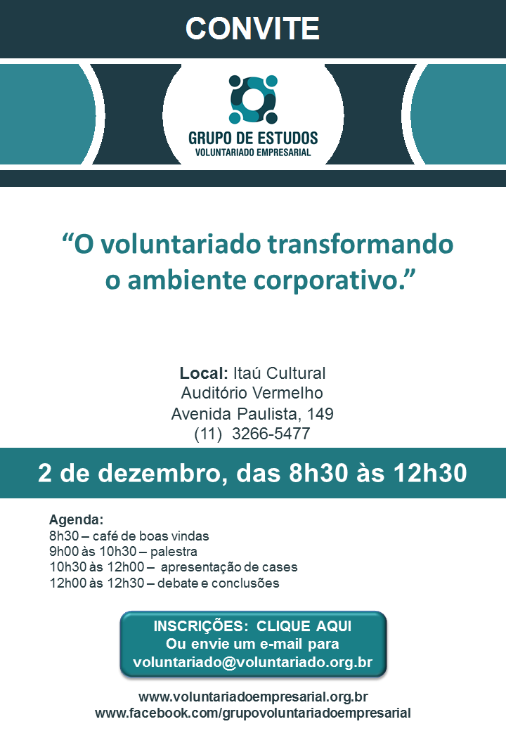 Convite  2 de dezembro  - Grupo de Voluntariado Empresarial