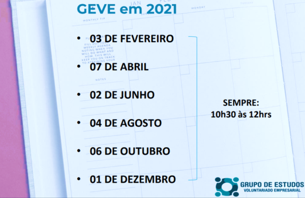 2020:   os encontros realizados pelo GEVE  e ainda a agenda 2021